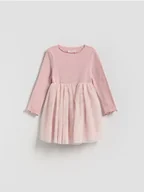 Sukienki i spódniczki dla dziewczynek - Reserved - Sukienka z tiulem - pastelowy róż - miniaturka - grafika 1