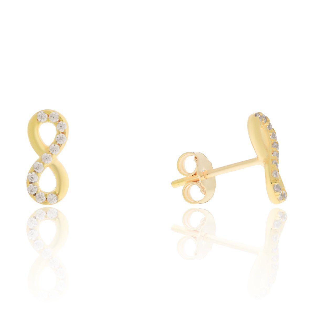 Złote kolczyki sztyfty znak nieskończoności pr. 333