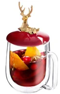 Kubki - Altom, Kubek Andrea z ozdobną pokrywką czerwoną, 300ml - miniaturka - grafika 1