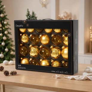 Zestaw bombek szklanych 5 / 6 / 7 cm 21 sztuk złoty - Bombki - miniaturka - grafika 1