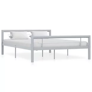 vidaXL Rama łóżka, szaro-biała metalowa, 160 x 200 cm - Łóżka - miniaturka - grafika 1