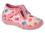 Buty dla dziewczynek - Kapcie dziecięce dziewczęce domowe na zapinki różowe Befado 110N494-23 - miniaturka - grafika 1