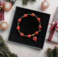 Bransoletki - PREMIUM jaspis czerwony, obsydian złoty, serduszko ROZMIAR S - miniaturka - grafika 1