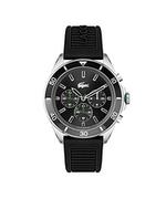 Zegarki męskie - Lacoste Męski analogowy zegarek kwarcowy z silikonowym paskiem, Czarny/Czarny, pasek - miniaturka - grafika 1