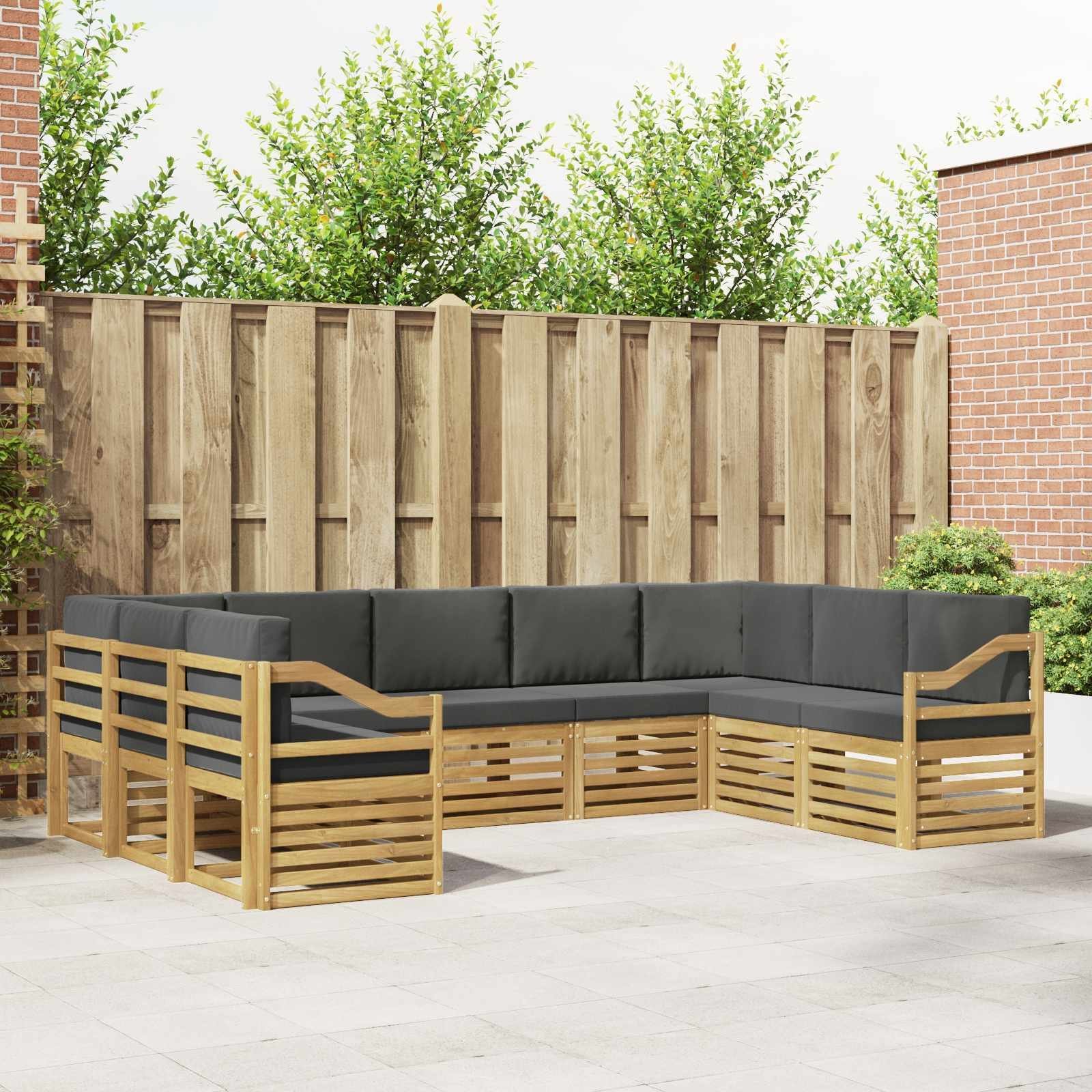 vidaXL Zestaw sofy narożnej 9 pcs Biały i antracyt 304 x 185,5 x 73 cm