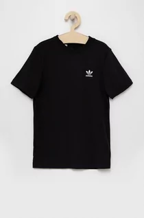 Koszulki dla dziewczynek - Adidas Originals T-shirt bawełniany dziecięcy kolor czarny gładki - grafika 1