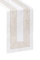 Obrusy i serwetki - Biały Bieżnik Z Kwiatowym Beżowym Haftem 60x120 - miniaturka - grafika 1