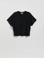 Koszulki i topy damskie - Reserved - T-shirt oversize z Modalem - czarny - miniaturka - grafika 1