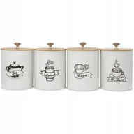 Herbata - Komplet Pojemników Kawa Herbata Cukier Sól Biały / Bambus Zestaw 4 Sztuk - miniaturka - grafika 1