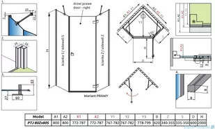Radaway Essenza Ptj kabina pięciokątna 80x80cm prawa szkło przejrzyste 1385010-01-01R/1385049-01-01 - Kabiny prysznicowe - miniaturka - grafika 2