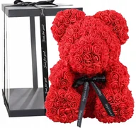 Maskotki i pluszaki - MIŚ Z RÓŻ 25CM 600 PŁATKÓW MISIEK RÓŻANY CZERWONY - miniaturka - grafika 1