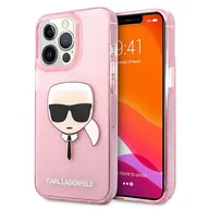 Etui i futerały do telefonów - Karl Lagerfeld KLHCP13XKHTUGLP iPhone 13 Pro Max 6,7" różowy/pink hardcase Glitter Karl s Head KF000746 - miniaturka - grafika 1