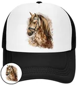 Czapki i chusty sportowe męskie - CZAPKA Z DASZKIEM KONIE KOŃ DLA DZIECI SIATKA CZARNA BEJSBOLÓWKA - miniaturka - grafika 1