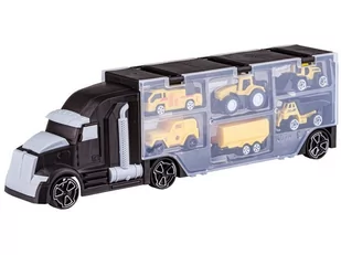 Czarna Ciężarówka, Transporter + Auta, Otwierana Laweta, Pojazdy Budowlane, Traktor, Jeep 6W1 - Samochody i pojazdy dla dzieci - miniaturka - grafika 1