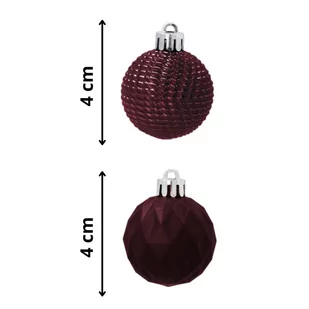 Zestaw 16 Eleganckich Bombek Kamai Christmas Decoration o Średnicy 4 cm Kolor Burgund - Bombki - miniaturka - grafika 1