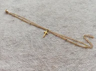 Bransoletki - BRANSOLETKA PODWÓJNA KRZYŻ KULECZKI ZŁOTA STAL - miniaturka - grafika 1