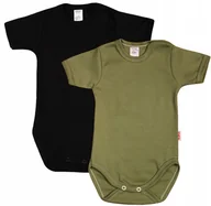 Body dla niemowląt - Body KR GŁADKIE 2PAK Czarne i Khaki r 74 KLEKLE - miniaturka - grafika 1