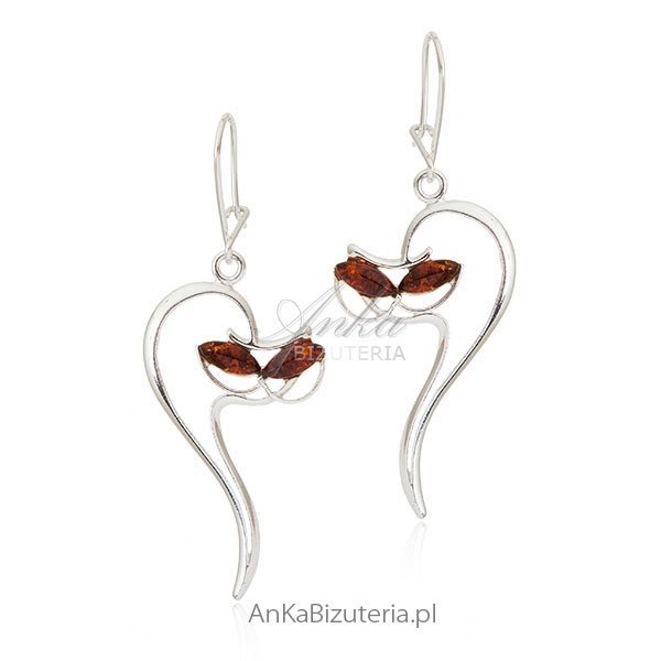 ankabizuteria.pl Kolczyki srebrne z bursztynem KOTKI