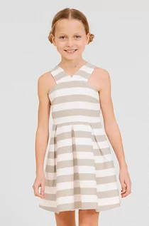 Sukienki - Mayoral Mayoral sukienka dziecięca kolor beżowy mini rozkloszowana - grafika 1