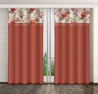 Zasłony - Zasłona Gotowa Na Żabki, 160X250, Pomarańczowa W Kwiaty, Zmk-003 - miniaturka - grafika 1