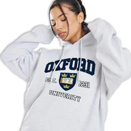 Bluzy damskie - Bluza Damska Szara Z Kapturem Na Prezent Oxford Univerity Usa Wzory - S - miniaturka - grafika 1