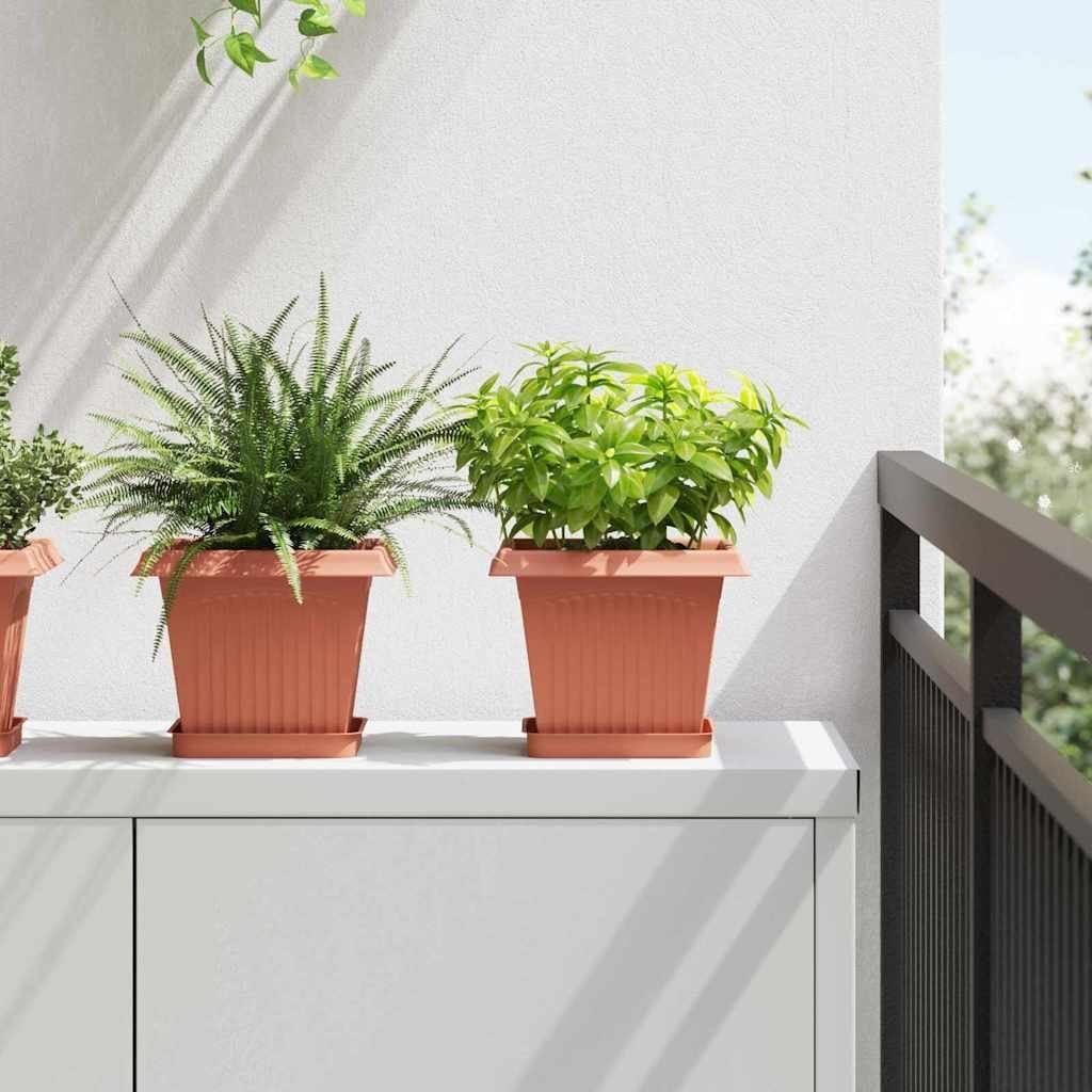 vidaXL Kwadratowa Taca na Kwiaty 6 pcs Czerwony ceglasty