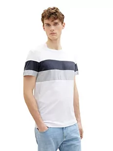 TOM TAILOR Męski T-shirt 1037987, 20000-White, S, 20000 – biały, S - Koszulki męskie - miniaturka - grafika 1