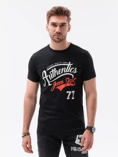 Koszulki męskie - T-shirt męski z nadrukiem - czarny V-22C S1434 - grafika 1