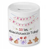 Skarbonki - Skarbonka na Urodziny 50 50te 50-te na Prezent z Nadrukiem ze Zdjęciem - miniaturka - grafika 1
