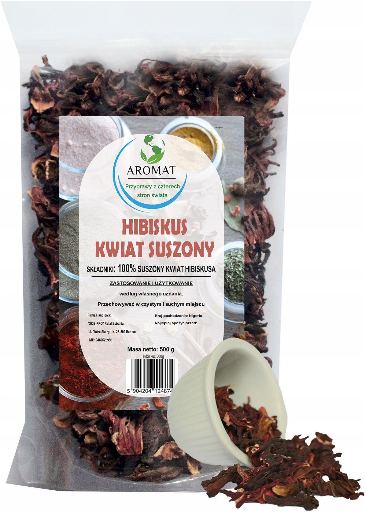 Hibiskus Suszony Herbata 500G Kwiat Hibiskusa Naturalny Aromatyczny Jakość