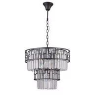 Lampy sufitowe - Italux Żyrandol LAMPA wisząca FILIP PND-43493-7A glamour OPRAWA kryształowy ZWIS crystal przezroczysta czarna PND-43493-7A - miniaturka - grafika 1