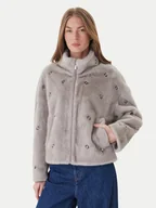 Płaszcze damskie - ViCOLO Futro TF0047 Szary Regular Fit - miniaturka - grafika 1