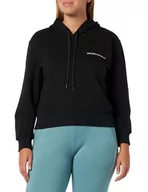 Bluzy damskie - Emporio Armani Damska bluza z kapturem Iconic Terry, czarny, S - miniaturka - grafika 1