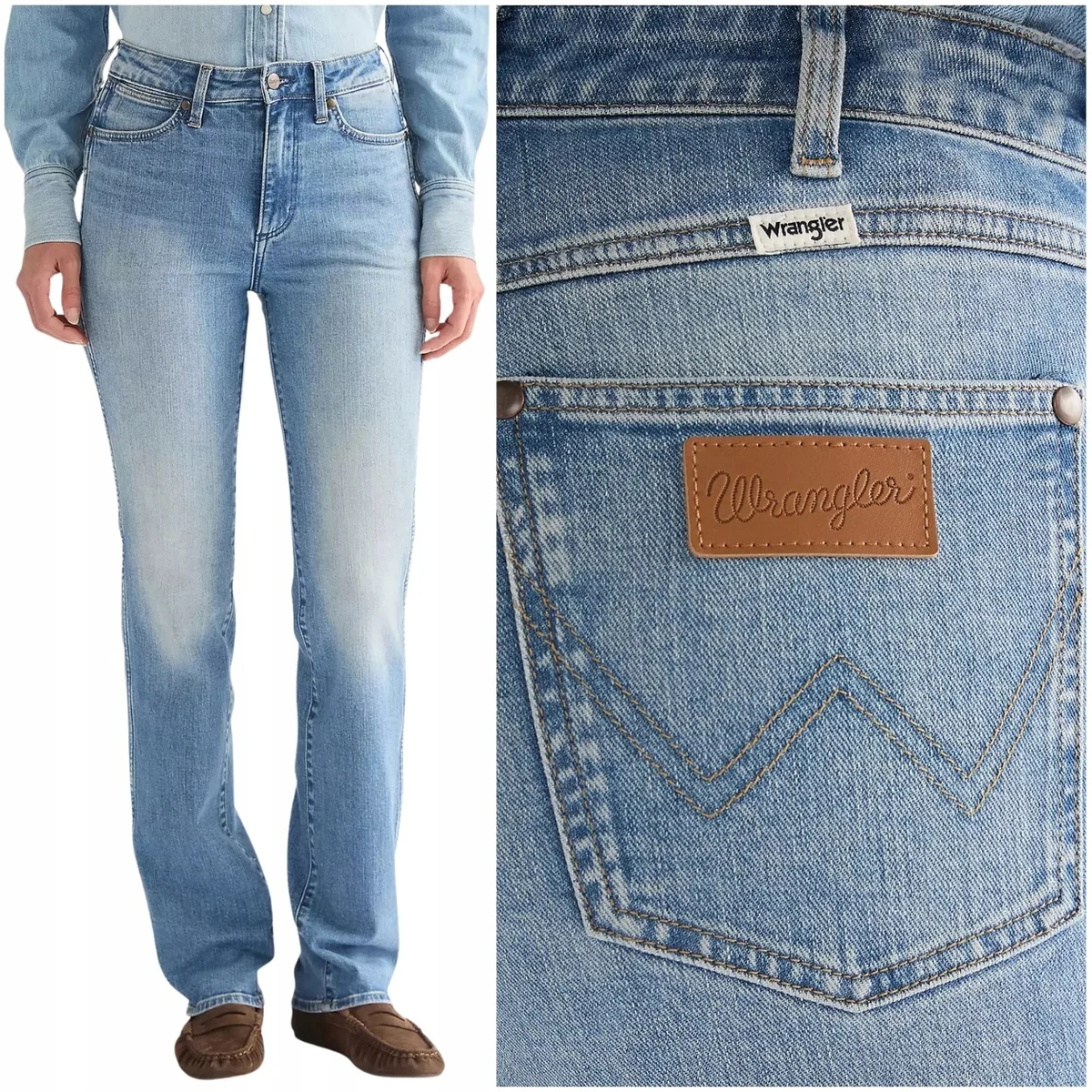 Wrangler Straight Americana Blue proste damskie spodnie jeansowe W34 L32