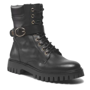 Botki damskie - Trapery TOMMY HILFIGER - Buckle Lace Up Boot FW0FW06734 Black BDS - grafika 1