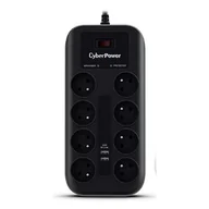 Listwy zasilające - CyberPower Professional 8 gniazd 2x USB 1.8m czarna - miniaturka - grafika 1