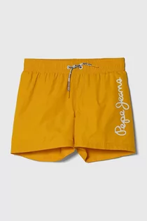Spodnie i spodenki dla chłopców - Pepe Jeans szorty kąpielowe dziecięce LOGO SWIMSHORT kolor żółty - grafika 1