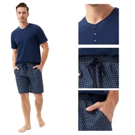 Piżamy damskie - Piżama męska LUNA kod 801 granatowa geometryczny wzorek  XL - miniaturka - grafika 1