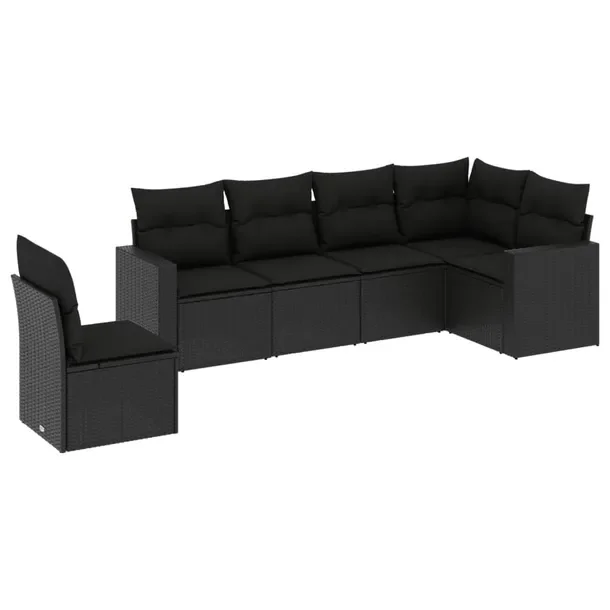 Modułowy zestaw mebli ogrodowych z poduszkami, czarny, rattan PE, 62x62x69