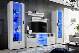 Zestaw Mebli Simplicity Meblościanka Wiele Kolorów POLSKI PRODUKT LED RGB - Meble do sypialni - miniaturka - grafika 1