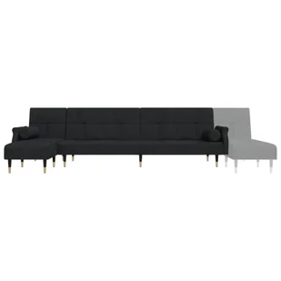 Sofa rozkładana L, czarna, 271x140x70 cm, aksamit Lumarko! - Narożniki - miniaturka - grafika 8