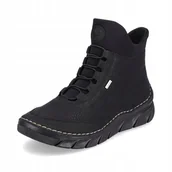 Półbuty damskie - Wygodne Półbuty Damskie Ocieplane RIEKER Płaskie Botki Wysokie Czarne 41 - miniaturka - grafika 1