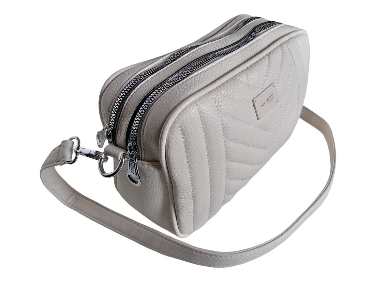 Beżowy Kuferek Damski - Beżowa Torebka Damska - Modna Listonoszka Na Ramię