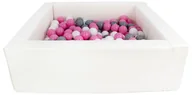 Suche baseny - Kwadratowy suchy basen z ekoskóry z 200 piłeczkami (biały/biały, pudrowy róż, szary) - miniaturka - grafika 1