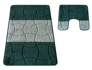 Elegancki zielony komplet dywaników łazienkowych Lera 4X - Dywaniki łazienkowe - miniaturka - grafika 1