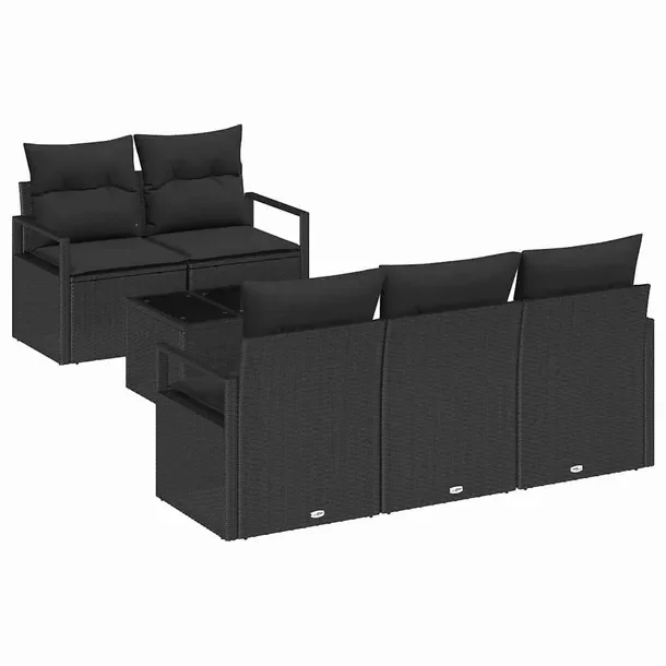 Zestaw Kanap Ogrodowych Modularnych z Poduszkami, Czarny Polirattan, 50 cm