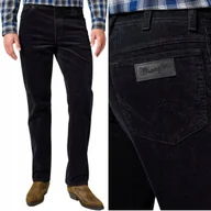 Spodnie męskie - Wrangler TEXAS Black KLASYCZNE CZARNE PROSTE SPODNIE SZTRUKSY W42 L34 - miniaturka - grafika 1