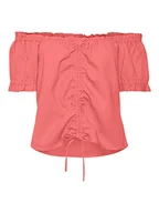 Koszulki i topy damskie - VERO MODA Vmmymilo Ss Offshoulder Short WVN Ga Top damski, ge peach, M - miniaturka - grafika 1