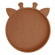 Śliniaki i fartuszki - Nuuroo silikonowy talerzyk obiadowy duży GIRAF Caramel Cafe - miniaturka - grafika 1