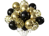 Balony i akcesoria - Zestaw balonów czarno-złoty - 26 szt. - miniaturka - grafika 1